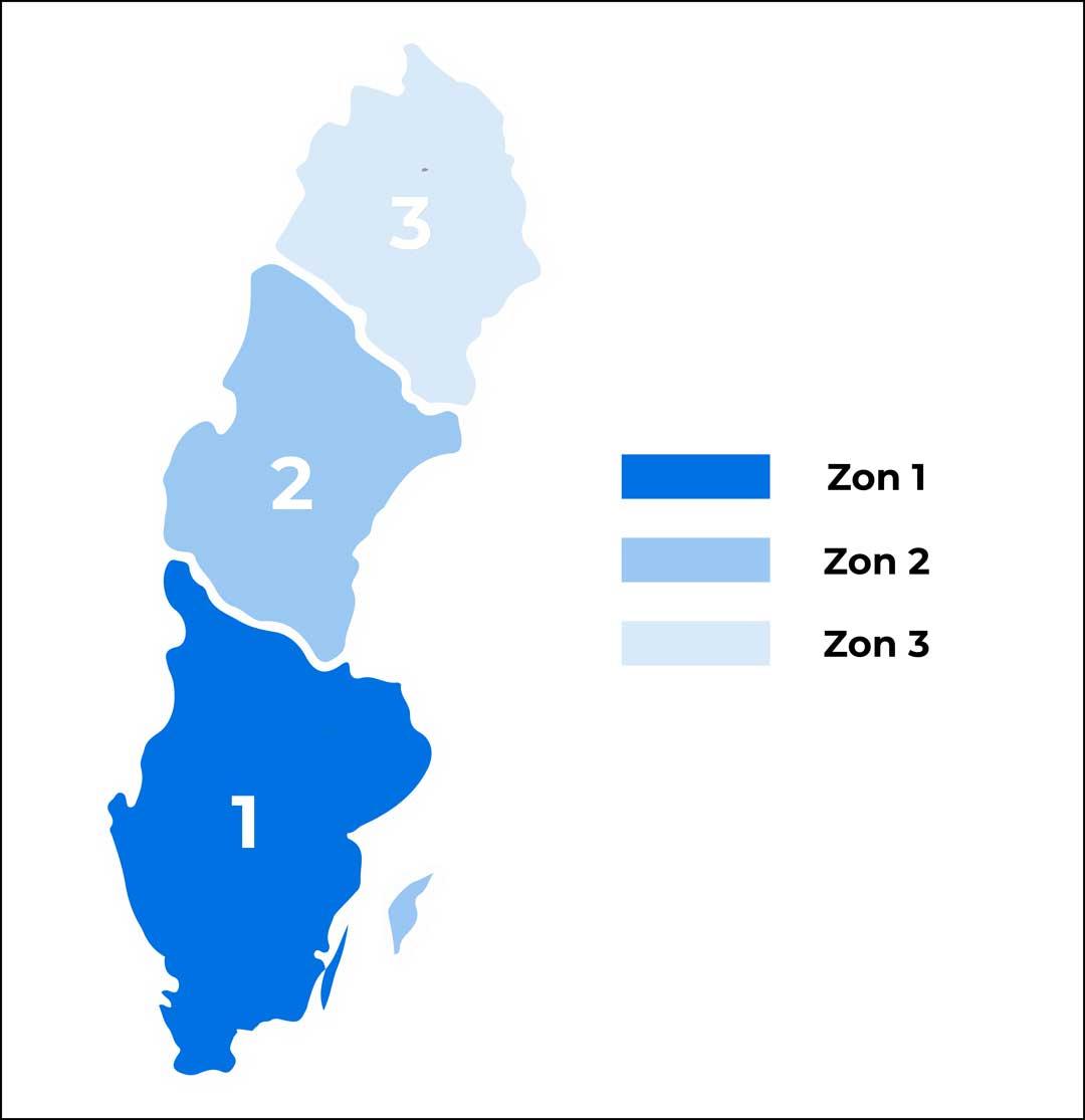 Leverans till zoner i Sverige