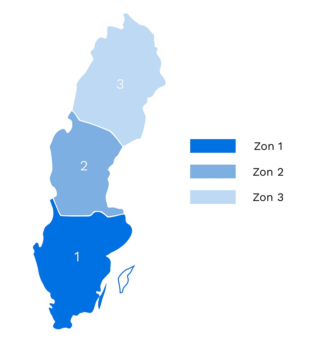 Leverans zoner Sverige